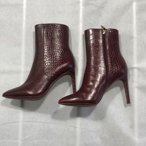BCBGMaxazria red leather ankle booties size 6